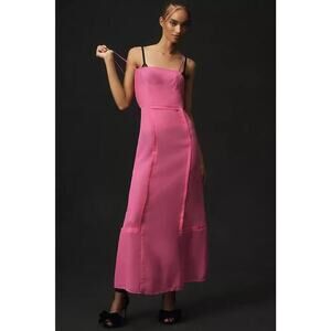 NWD By Anthropologie Sheer Paneled Midi Dress size 2 Hot Pink GC206